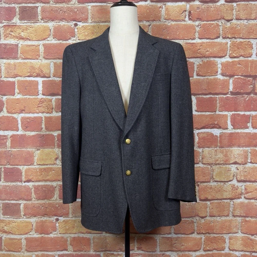 Neil Martin for The Broadway Vintage 1990's 100% Wool Sport Coat‎ Gray 44L Gold